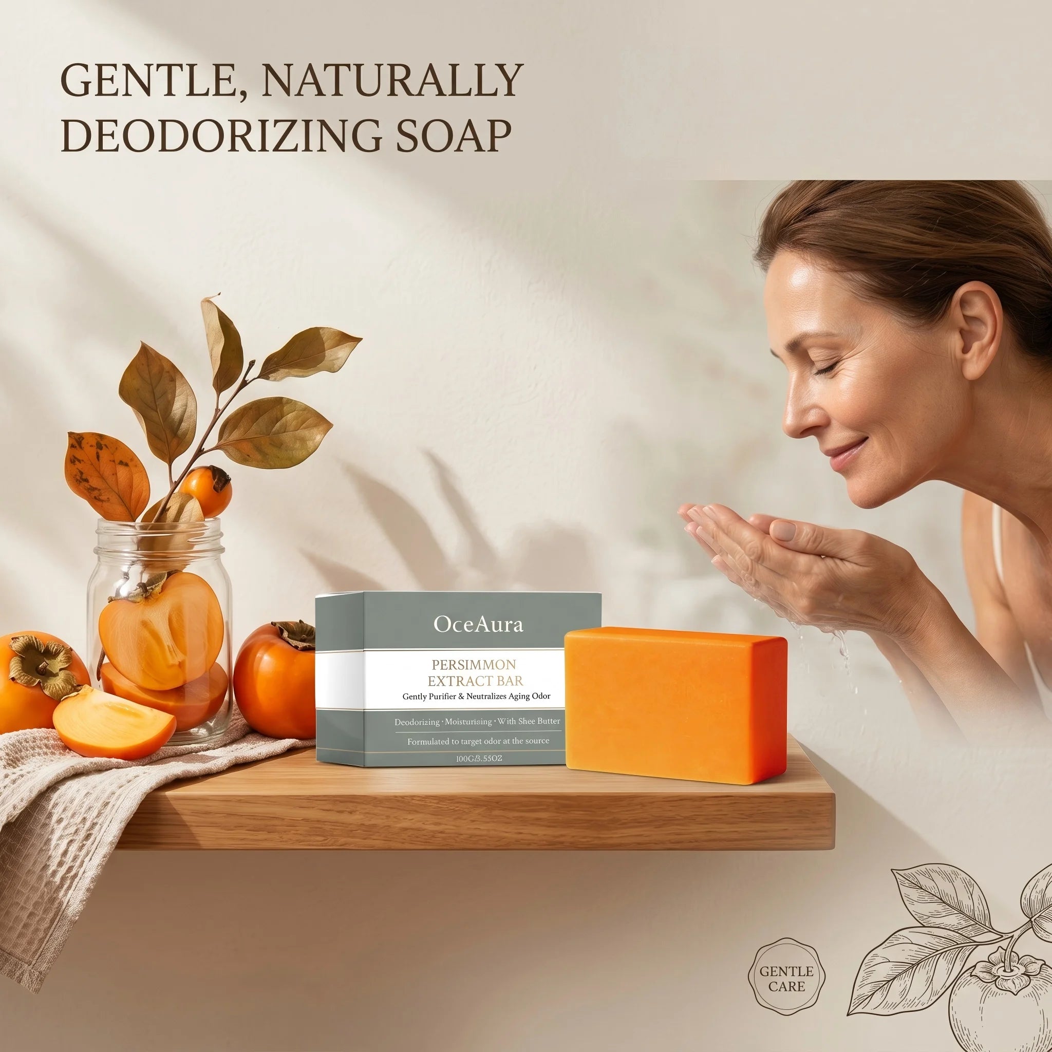 Persimmon Deodorizing Body Soap for Natural Aging Odor Neutralization & Skin Care - 5