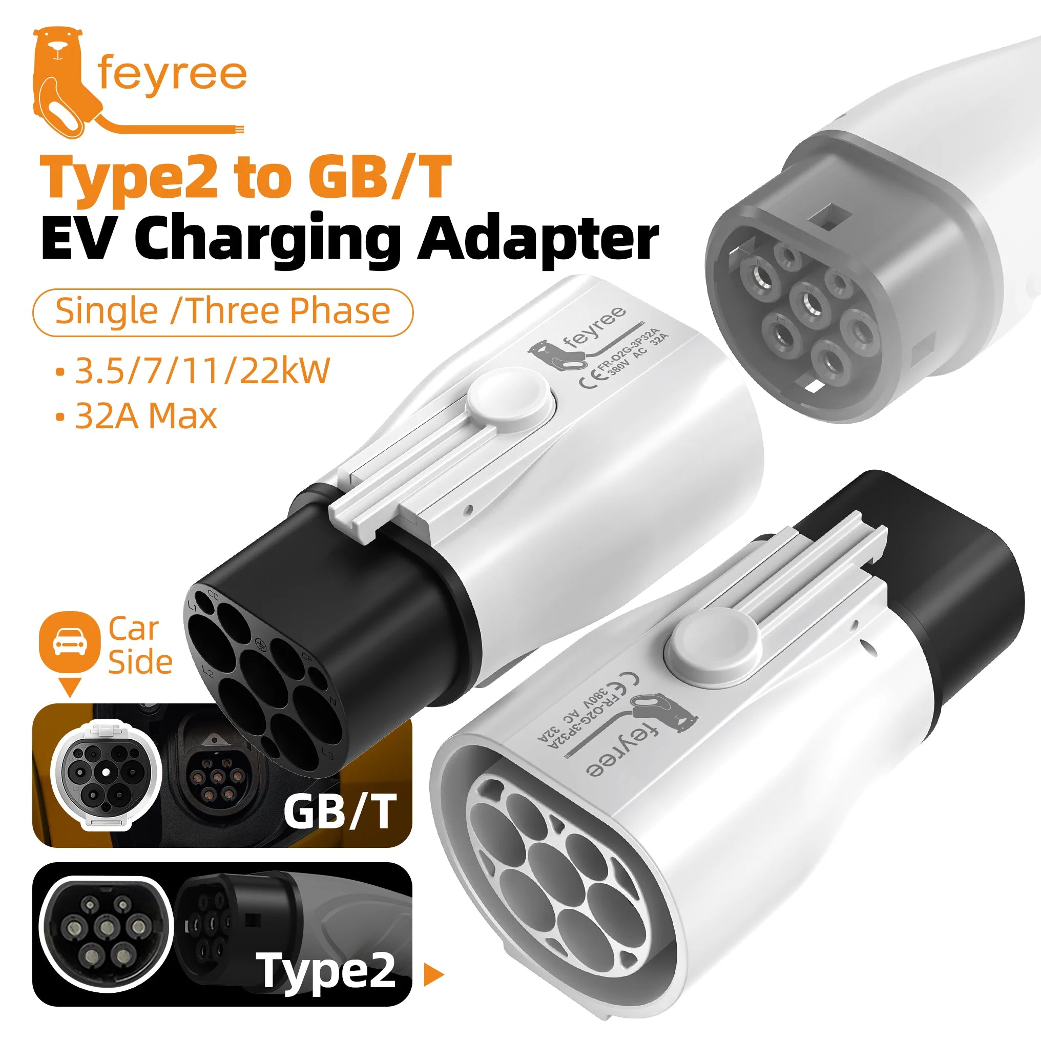 Type 2 to GB/T EV Charging Adapter – 32A Fast Electric Vehicle Connector - 5