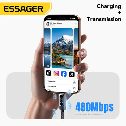100W PD Fast Charging USB-C Cable with Digital Power Display