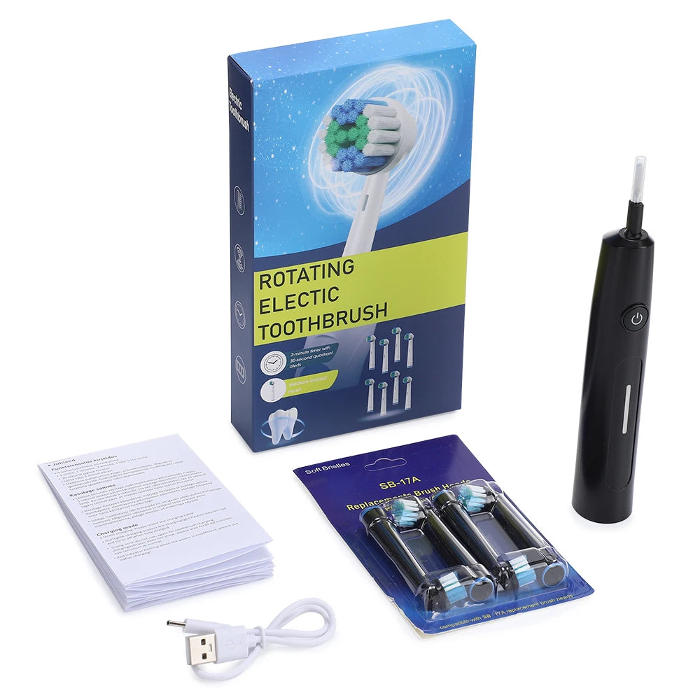 3D Rotating Rechargeable Electric Toothbrush with 5 Cleaning Modes and Smart Timer