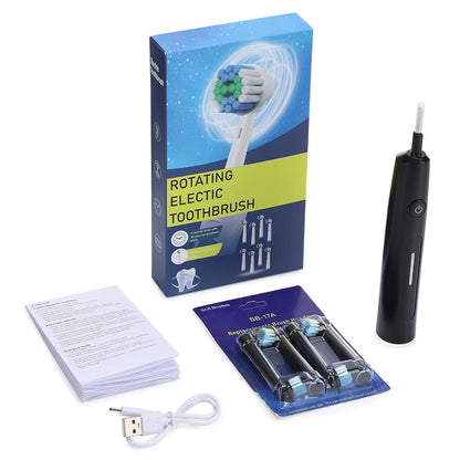 3D Rotating Rechargeable Electric Toothbrush with 5 Cleaning Modes and Smart Timer