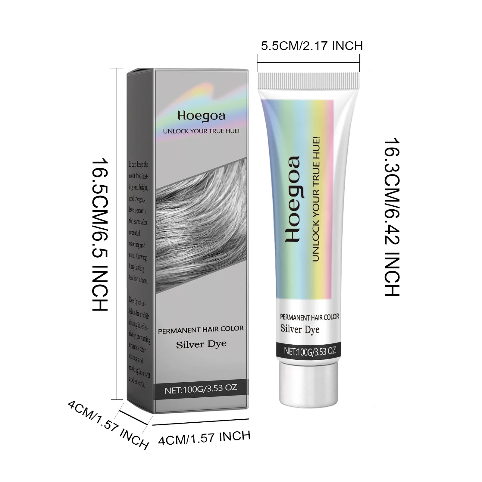 Permanent Silver Gray Hair Dye Cream - Professional Root & Full Coverage Formula - 7