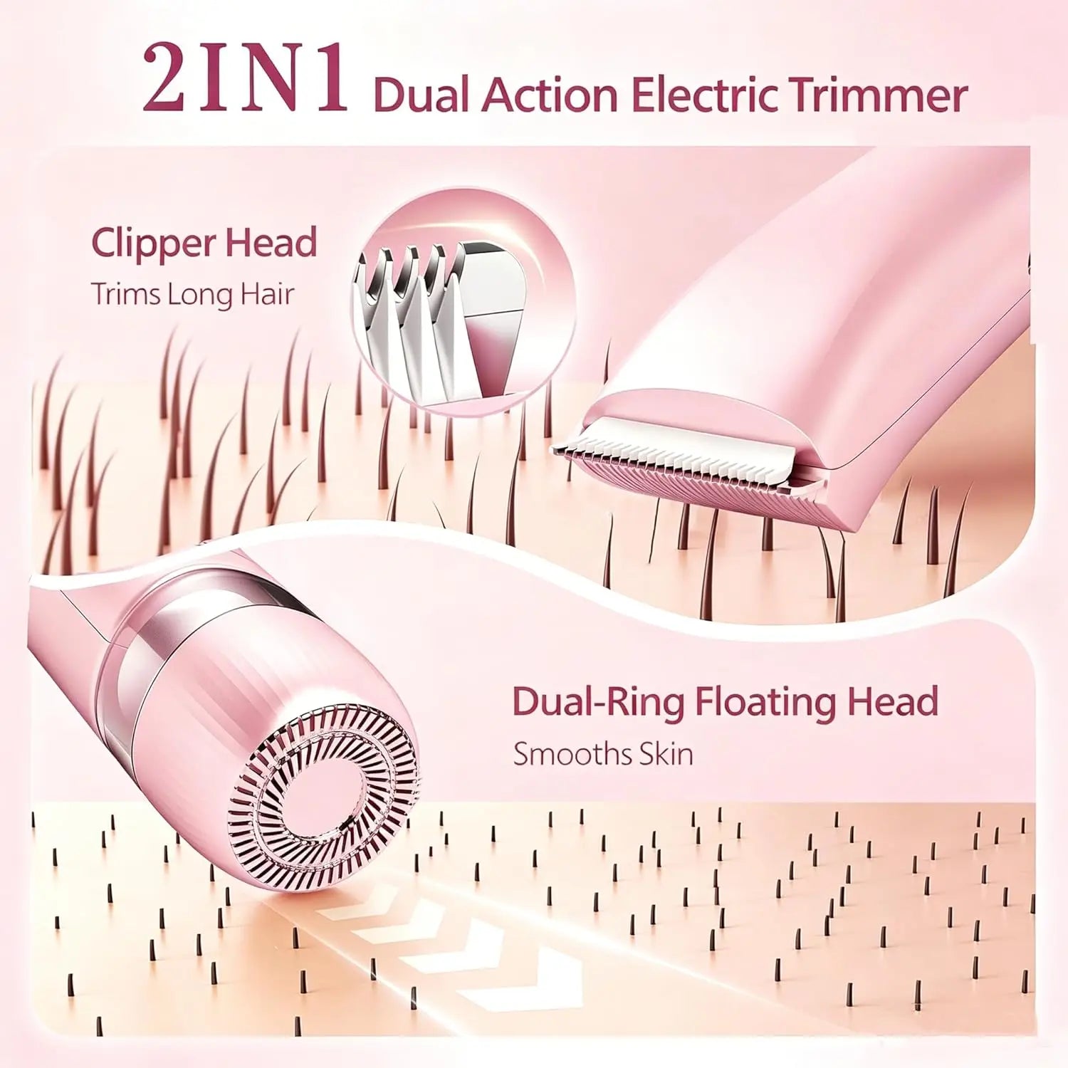 2-in-1 Waterproof Electric Bikini Trimmer & Body Shaver for Women - 3