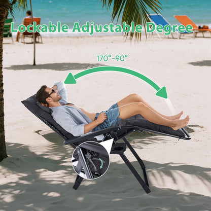 Zero Gravity Recliner Chair - Foldable Outdoor Patio Lounger with Cushion