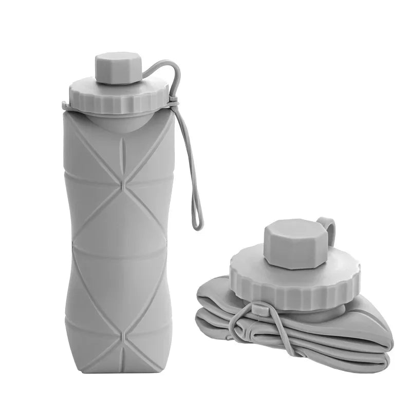 600ml Portable Collapsible Silicone Water Bottle - Foldable Travel Cup - 12