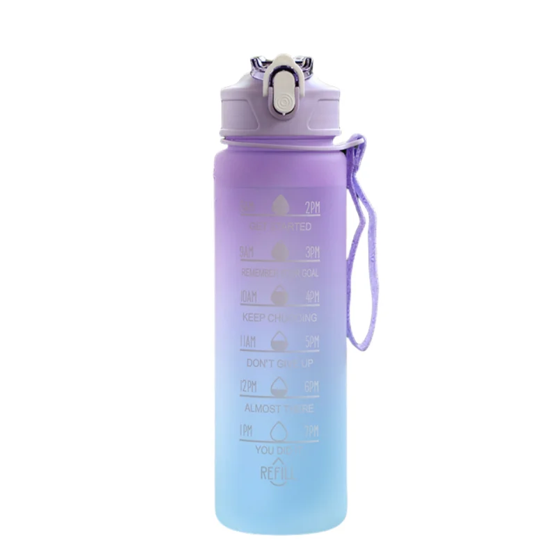 Motivational 750ml Sports Water Bottle with Time Marker & Leak-Proof Straw