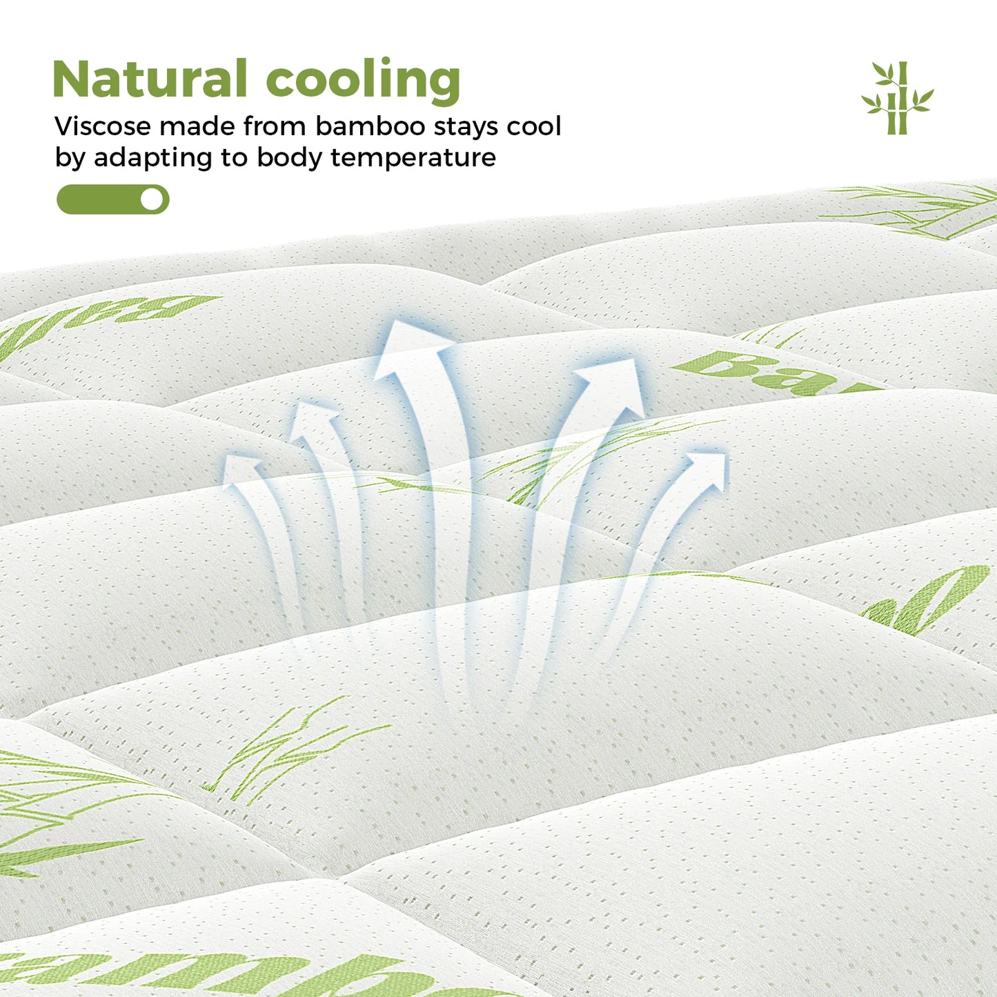 Bamboo Fiber Cooling Mattress Topper - Breathable Deep Pocket Mattress Pad