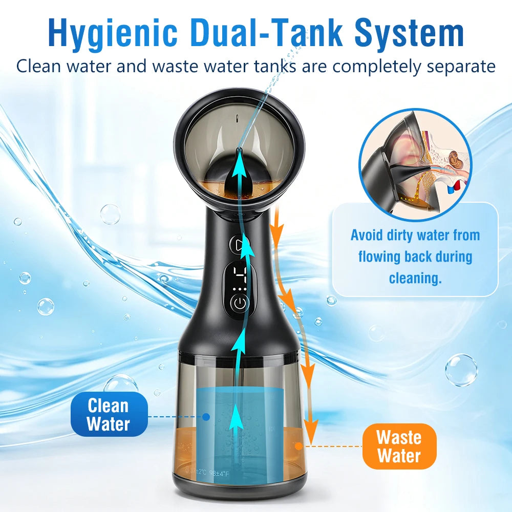 Electric Ear Wax Removal Irrigator with Dual Water Tank & 4 Cleaning Modes