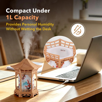 Portable USB Pavilion Ultrasonic Humidifier with Soothing Night Light
