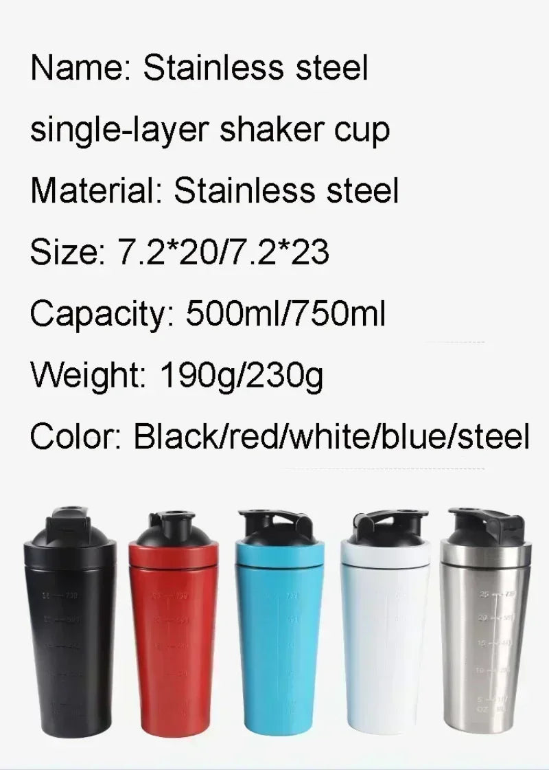 Stainless Steel Sports Protein Shaker Bottle - 500ml & 750ml Leakproof