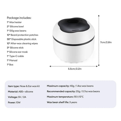 Mini Wax Heater & Nose Ear Hair Removal Kit