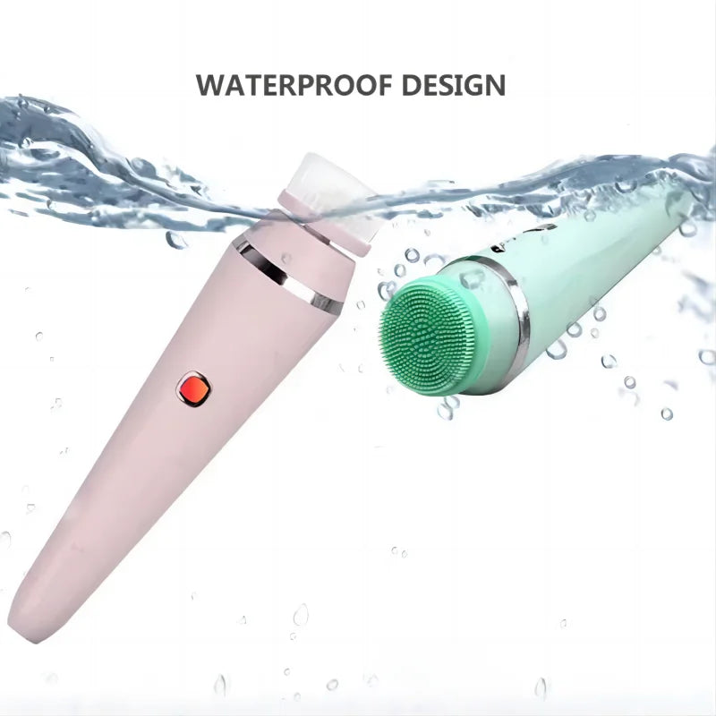 4-in-1 Electric Facial Cleansing Brush - Waterproof Rechargeable Skin Spa Kit