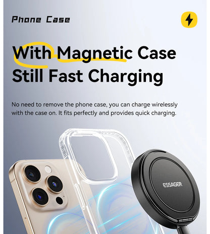 15W Magnetic Foldable Wireless Charger Stand for iPhone & Earbuds