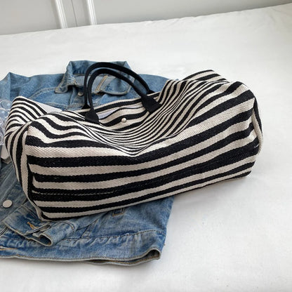 Luxury Casual Striped Canvas Tote