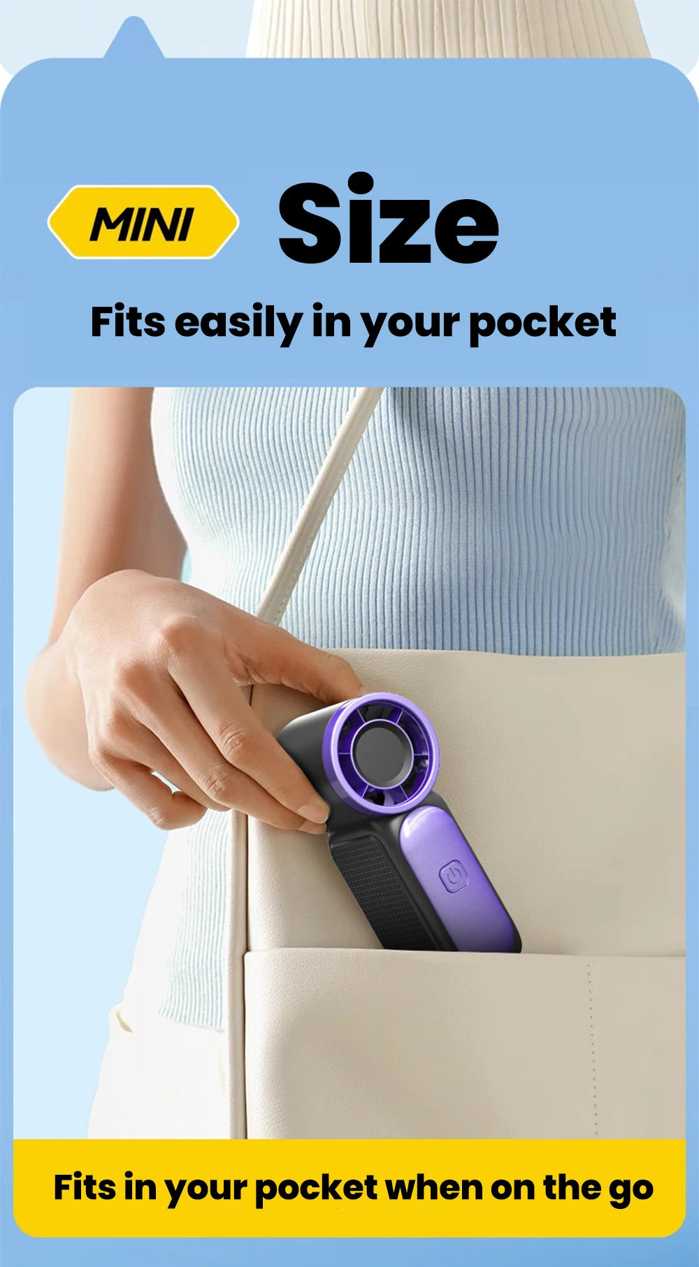 Portable 5-Speed Handheld Mini Fan USB-C Rechargeable Cooling Fan