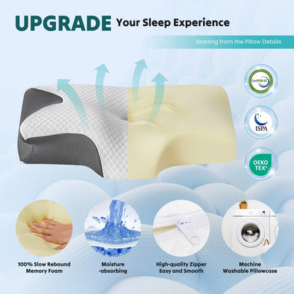Ergonomic Memory Foam Cervical Pillow for Neck Pain Relief & Cooling
