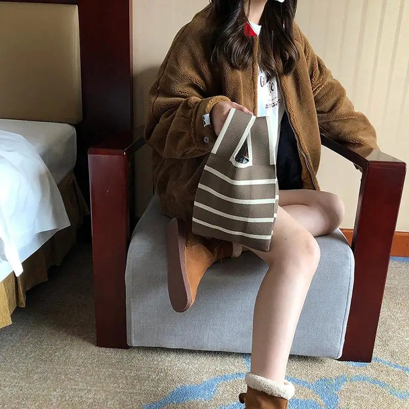 Luxury Knitted Stripe Tote