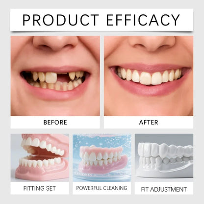 Premium Cosmetic Temporary Dentures - Comfortable Snap-On Smile for Missing Teeth