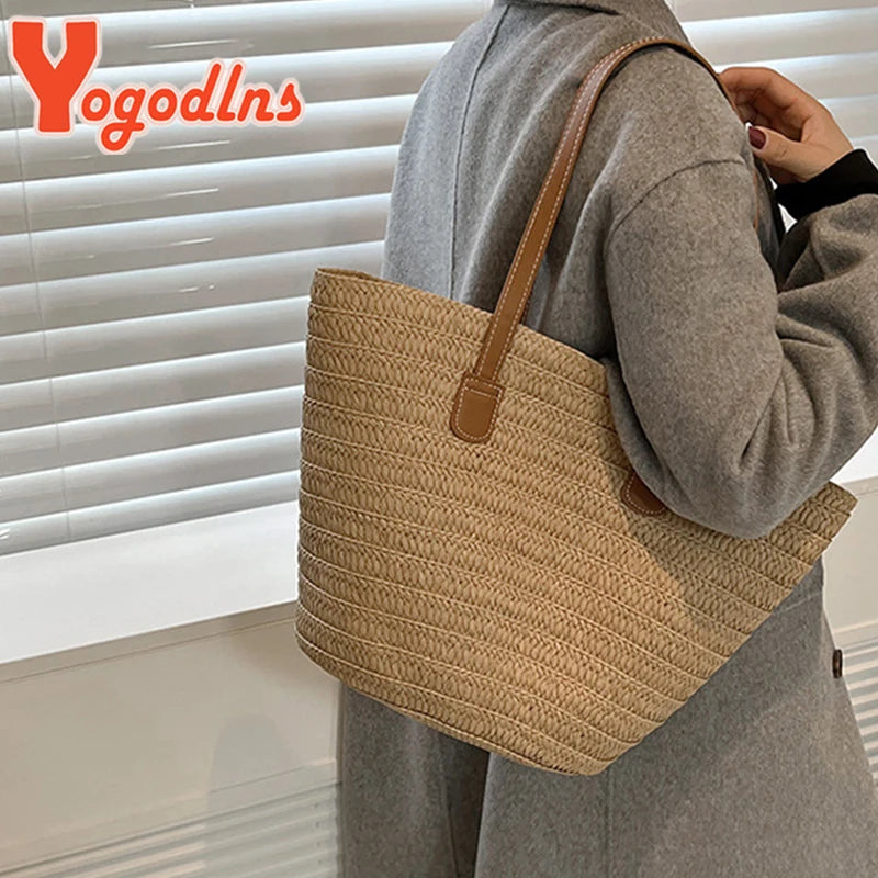 Luxury Bohemian Knitted Straw Tote