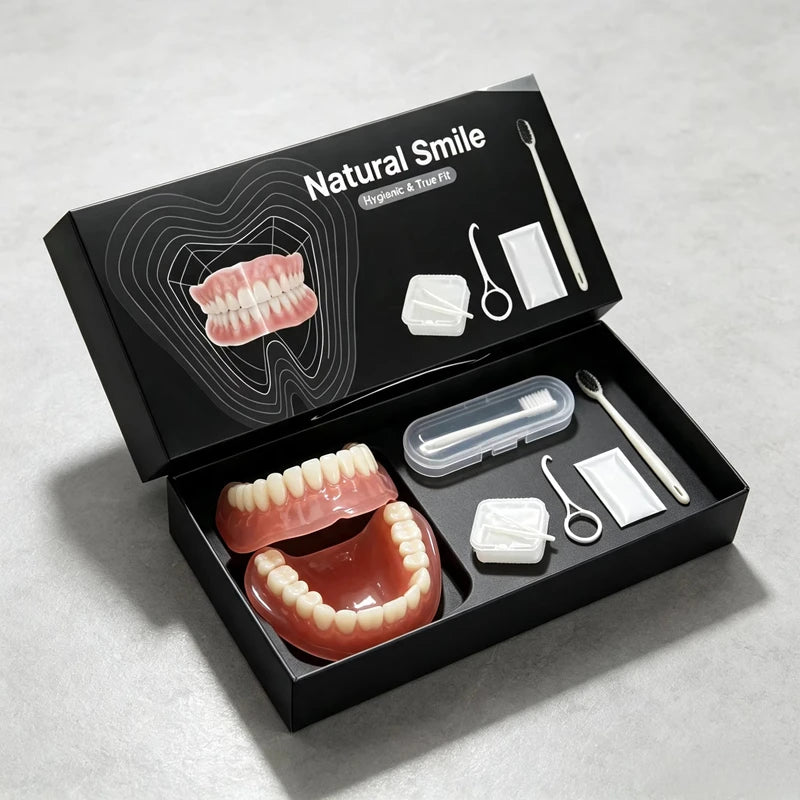 Full Mouth Denture Set with Cleaning Case and Maintenance Tools