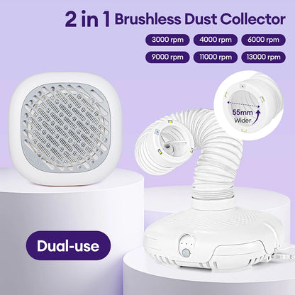2-in-1 Brushless Nail Dust Collector Vacuum with LED Tube