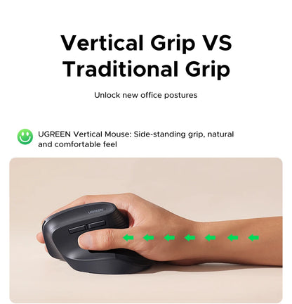 Vertical Ergonomic Wireless Mouse 4000 DPI Optical 2.4G Silent Click