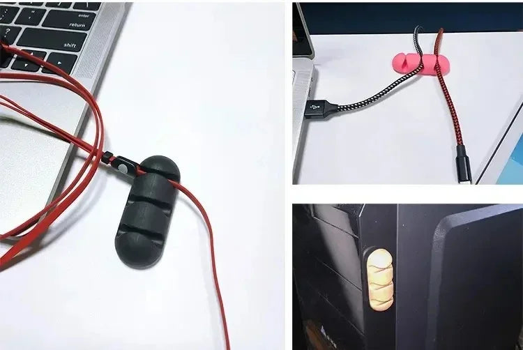 Self-Adhesive Silicone Cable Organizer Clips for Desk & Office Cord Management - 5