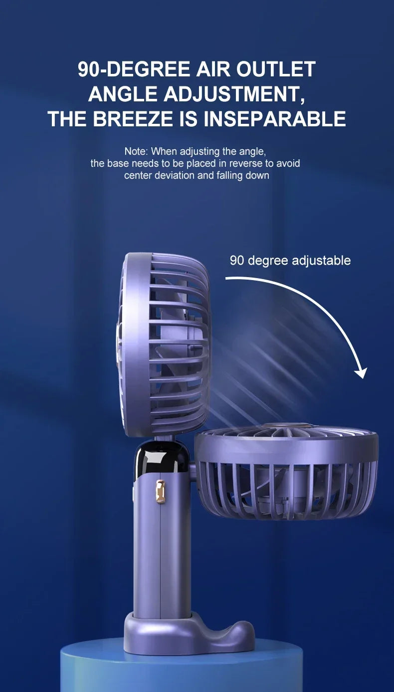 Portable 5-Speed Handheld & Neck Fan with Phone Stand & LED Display - 18