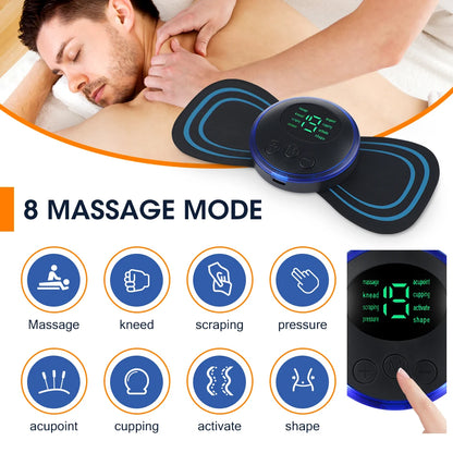 Portable Electric Pulse Neck & Body Massager with Remote & Heat Therapy