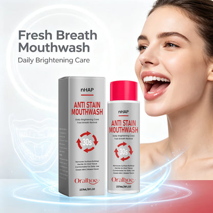 Anti-Stain Teeth Whitening Mouthwash - Alcohol-Free Daily Oral Care & Fresh Breath