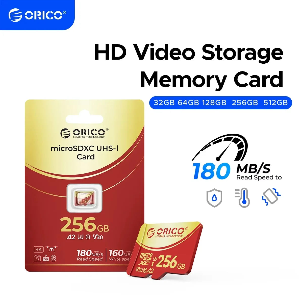 ORICO 256GB Micro SD Card - Ultra-Fast 4K UHD V30 Memory for Dash Cams & Drones - 1