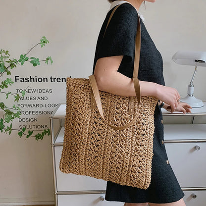 Luxury Bohemian Straw Beach Tote