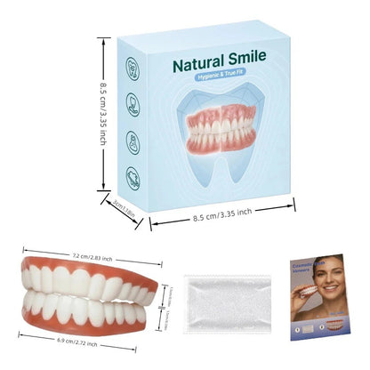 Natural Silicone Cosmetic Dentures - Removable Smile Enhancer for Missing Teeth