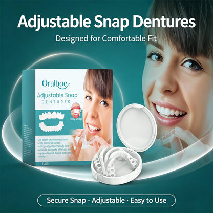 Adjustable Snap-On Dentures for Natural Smile & Comfortable Fit