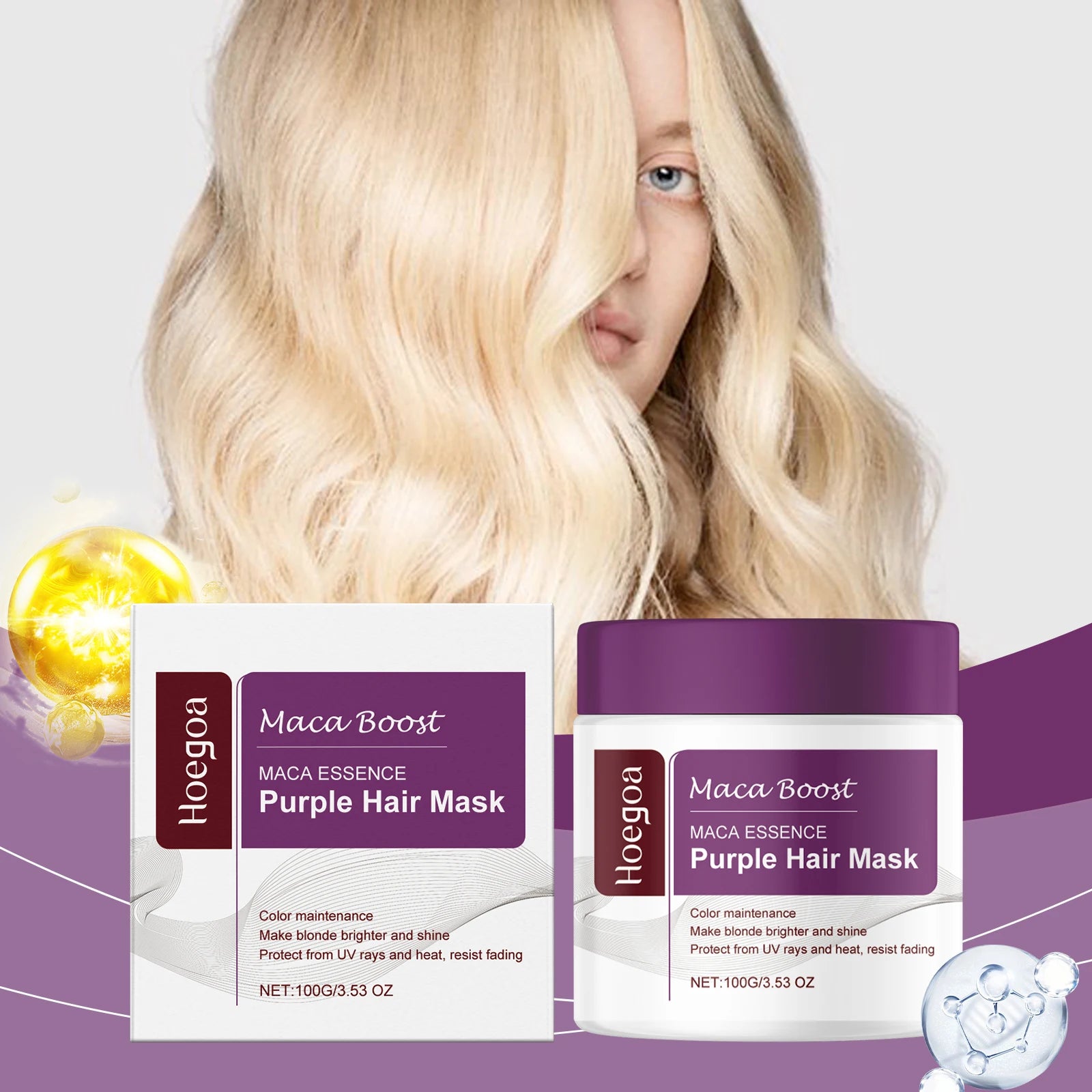 Purple Toning Hair Mask & Shampoo Set for Blonde Hair Repair & Color Protection - 8