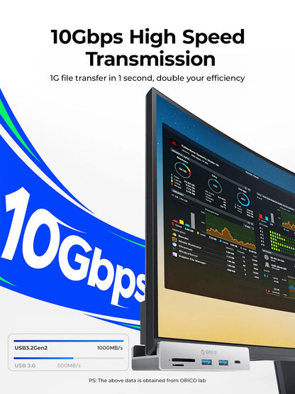 ORICO 6-in-1 USB 3.2 Hub 10Gbps High-Speed Data Transfer & SD/TF Reader