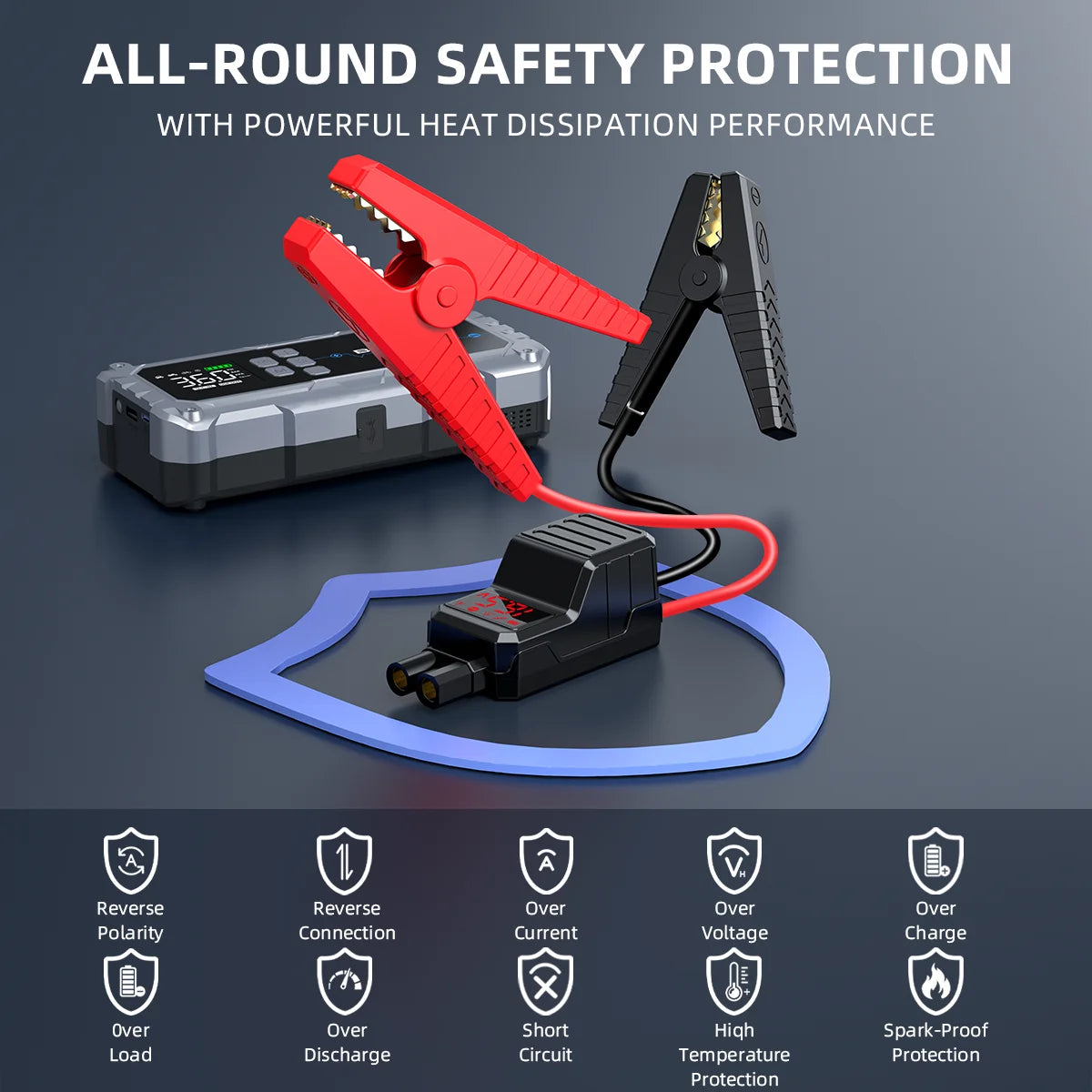 7000A Portable Car Jump Starter with 150PSI Air Compressor & Power Bank - 19