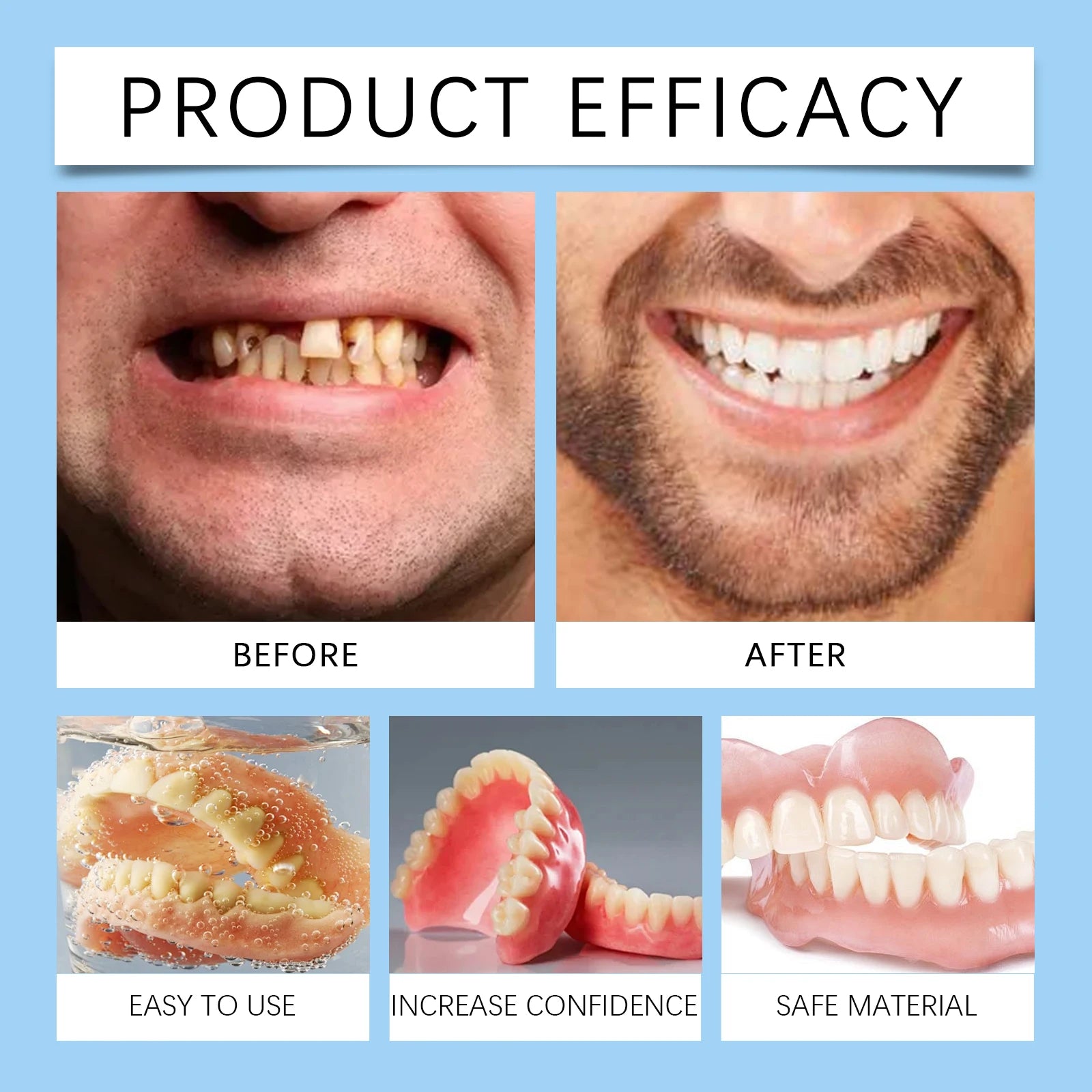 Comfort Fit Silicone Cosmetic Dentures for Instant Smile Transformation - 3