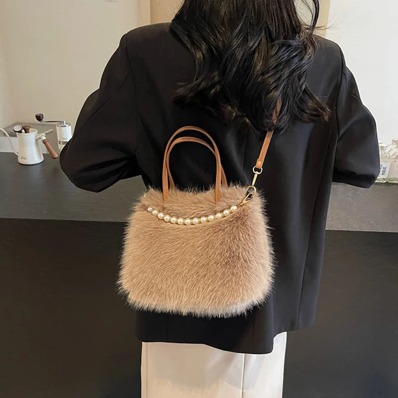 Luxury Plush Pearl Handbag