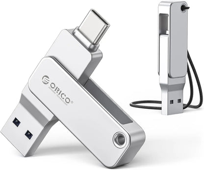 Dual USB-C & USB-A Flash Drive - Fast 150MB/s Metal Thumb Drive for Phone