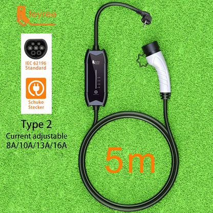 Portable EV Charger Type 1 & 2 - 3.5KW Adjustable Electric Car Charging Cable