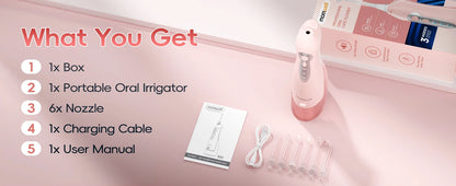 Portable Rechargeable Cordless Water Flosser for Teeth Deep Cleaning