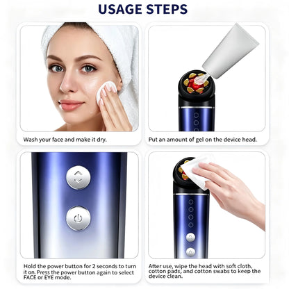 3-in-1 LED Facial Massager - Microcurrent Skin Tightening & Rejuvenation Wand