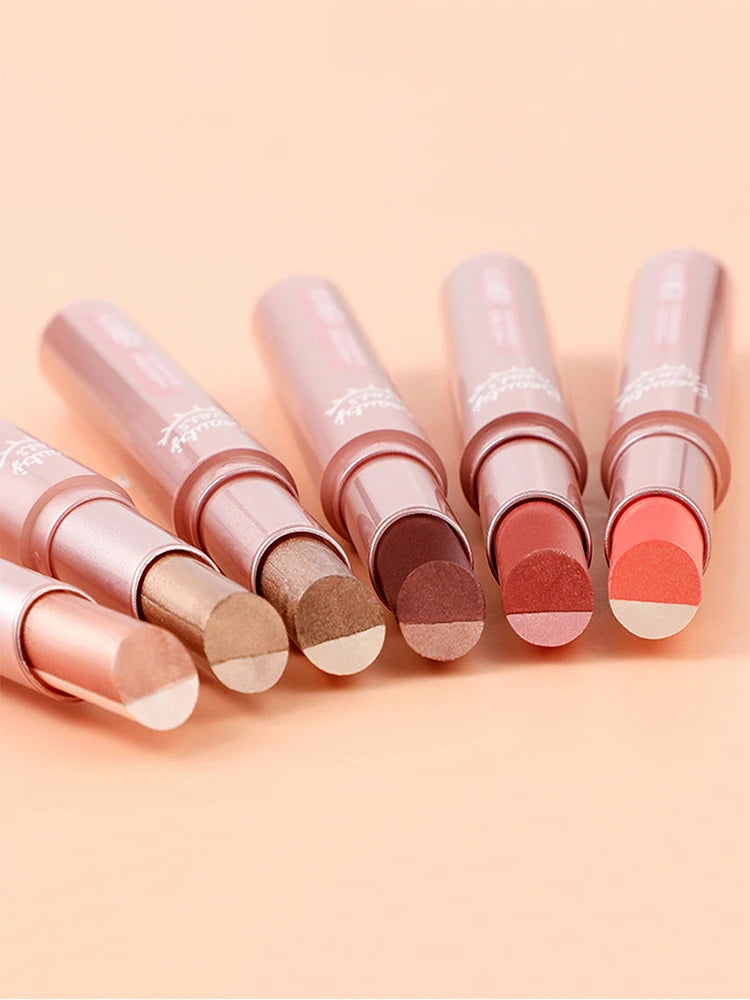 Gradient Two-Tone Eyeshadow Stick - Waterproof Shimmer Eye Makeup - 2