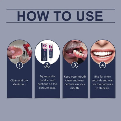 Premium Denture Adhesive Cream - Long Lasting Strong Hold & Food Barrier