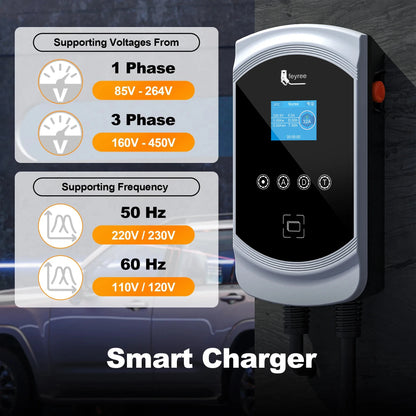Smart EV Charging Wallbox - Adjustable 7KW/11KW/22KW Fast Charger with App