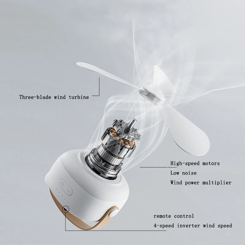 Rechargeable Portable Ceiling Fan & Desktop Tripod Fan with LED Light & Remote - 5
