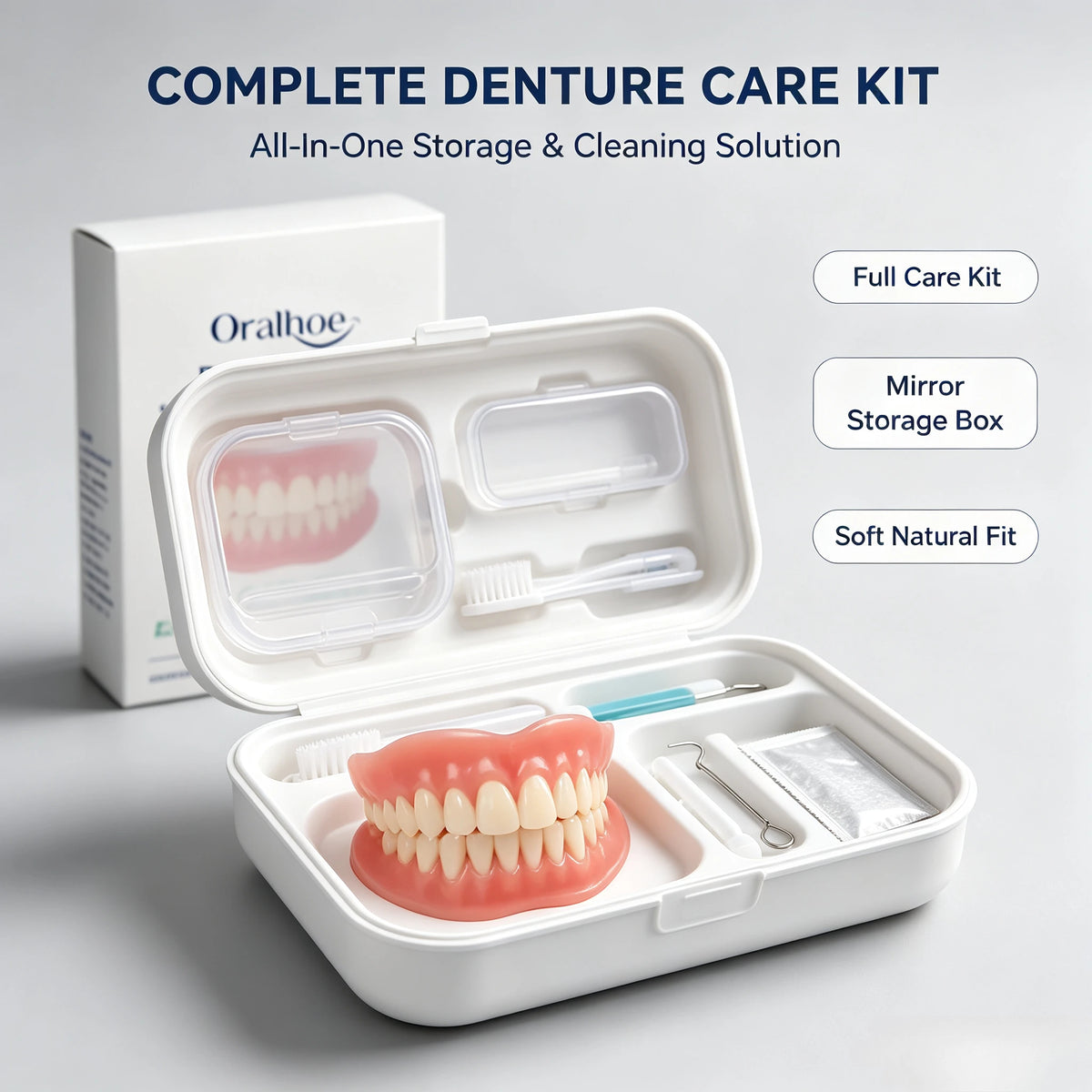 Adjustable Cosmetic Dentures Set - Natural Looking Fake Teeth for Instant Smile
