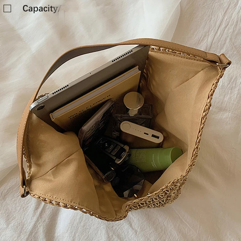 Luxury Woven Straw Beach Bag
