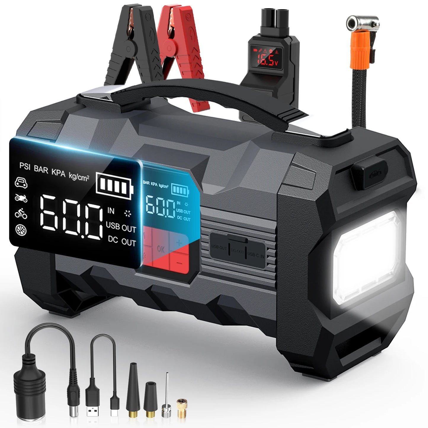 1500A Portable Car Jump Starter & 150 PSI Tire Inflator Air Compressor